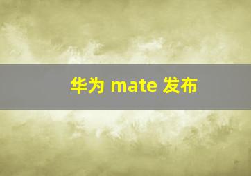 华为 mate 发布